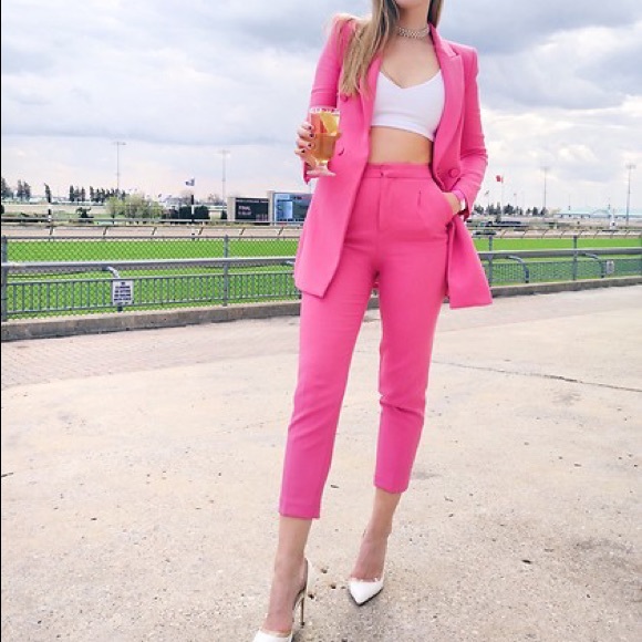 pink suit zara